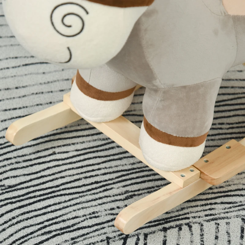 HOMCOM Baloiço Infantil em Forma de Burro para Bebés 18-36 Meses com Som Cinto de Segurança Apoio para os Pés 61x34x58 cm Cinza
