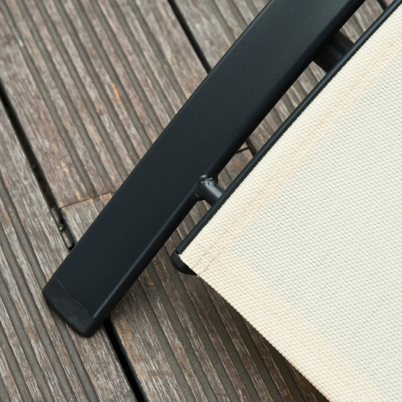 Outsunny Espreguiçadeira Reclinável com Encosto Ajustável em 5 Posições e Apoio de Cabeça Removível Acolchoado Alumínio Textilene  para Jardim Terraço Varanda 171x64x82 cm Bege