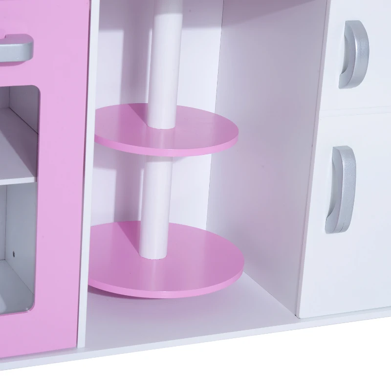 HomCom Cozinha Madeira Jogo para crianças +3 Anos Rosa110x32.5x99cm