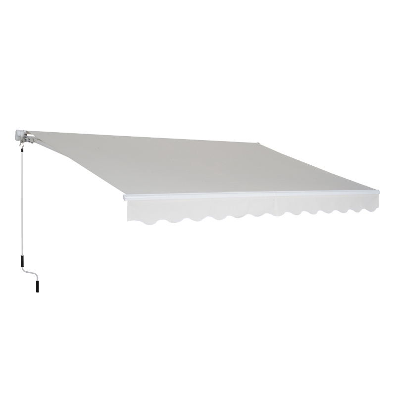 Outsunny Toldo do pátio Varanda  com braço de alumínio articulado e tecido de poliéster 280g / m2 300x250cm Branco