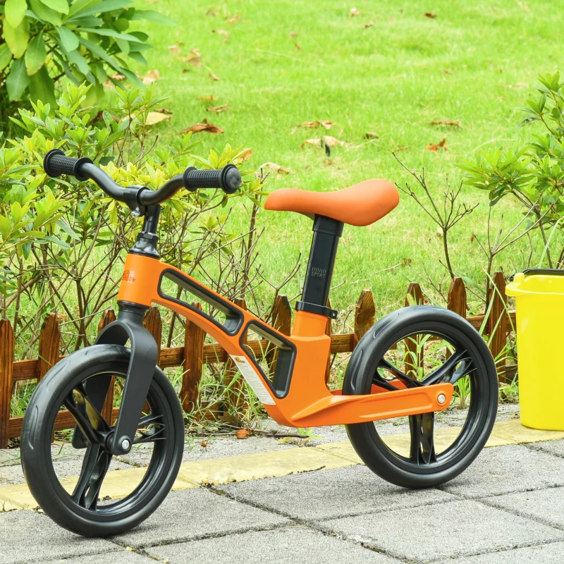 HOMCOM Bicicleta sem Pedais para Crianças de 2 a 5 anos Bicicleta de Equilibrio Infantil com Assento e Guidão Ajustáveis 86x41x49-56cm Laranja