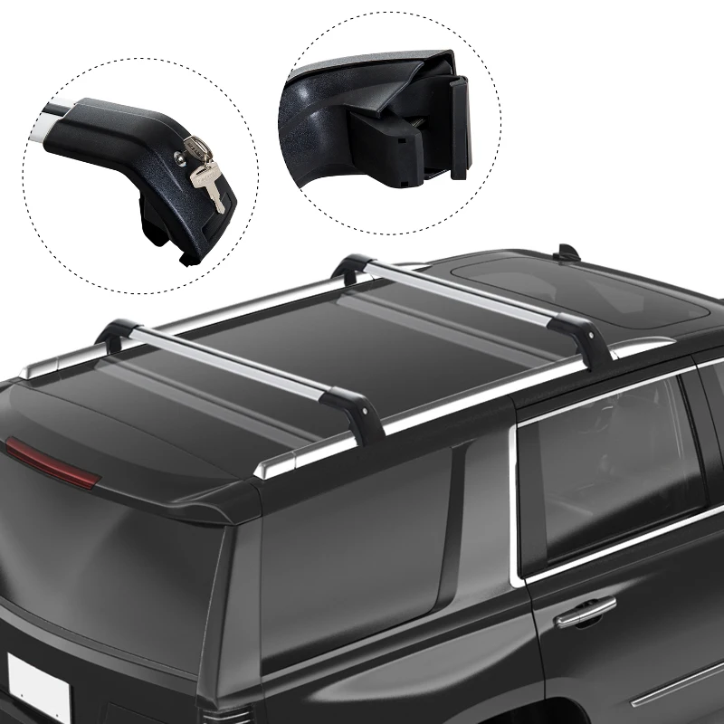 HomCom Conjunto de Barras de Tejadilho para Carro tipo Porta-Bagagens de Tejadilho de Alumínio com Fecho Adequado para 107,5-117cm