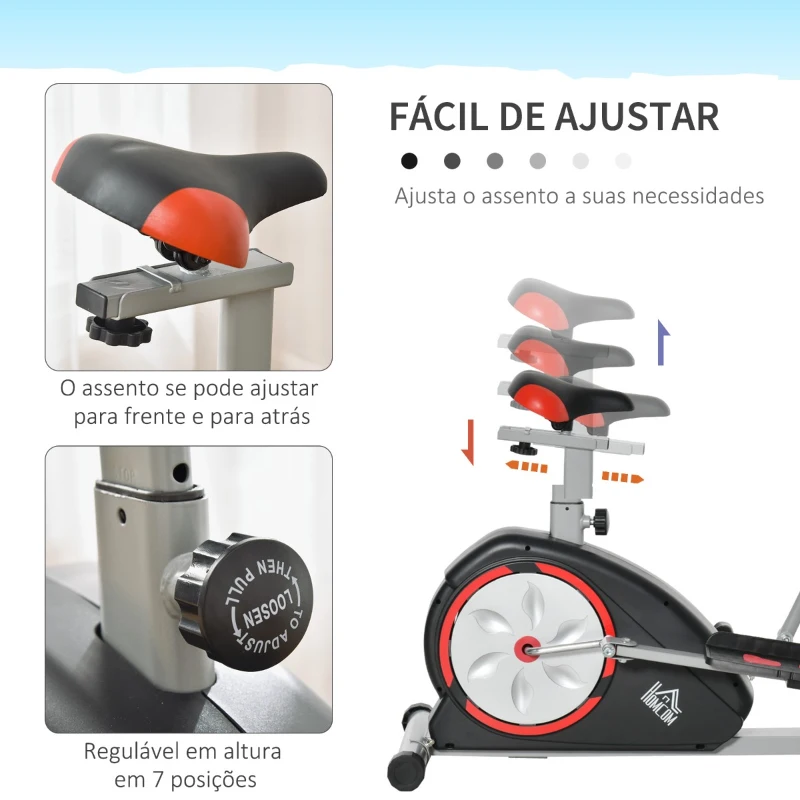 HOMCOM Bicicleta Elíptica Fitness com Volante de Inércia 6kg Resistência Magnética Ajustável Assento Regulável Tela LCD Frequência Cardiaca 130x68x162cm Preto e Prata