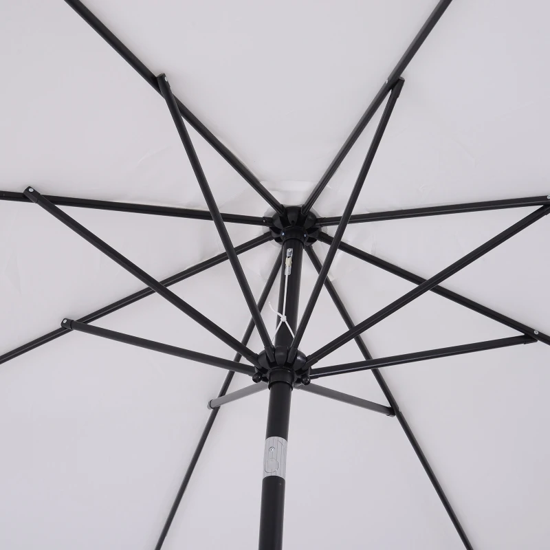 Outsunny Chapéu de Sol de Jardim Ø295x250cm com Manivela Chapéu de Sol Exterior com Mecanismo de Inclinação e Mastro Desmontável de Metal para Terraço Piscina Pátio Branco