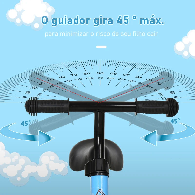 HOMCOM Bicicleta sem Pedais Infantil Altura Ajustável para Principiantes acima de 3 Anos com Rodas com Relevo Bicicleta de Equilíbrio 71x32x56cm Azul