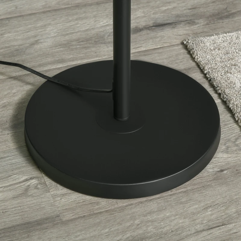 HOMCOM Candeeiro de Pé Moderno com 2 Mesinhas Auxiliares Suporte para Lâmpada E27 Máx. 40W e Interruptor de Pé para Sala de Estar Dormitório Estúdio Ø40x170cm Preto e Branco