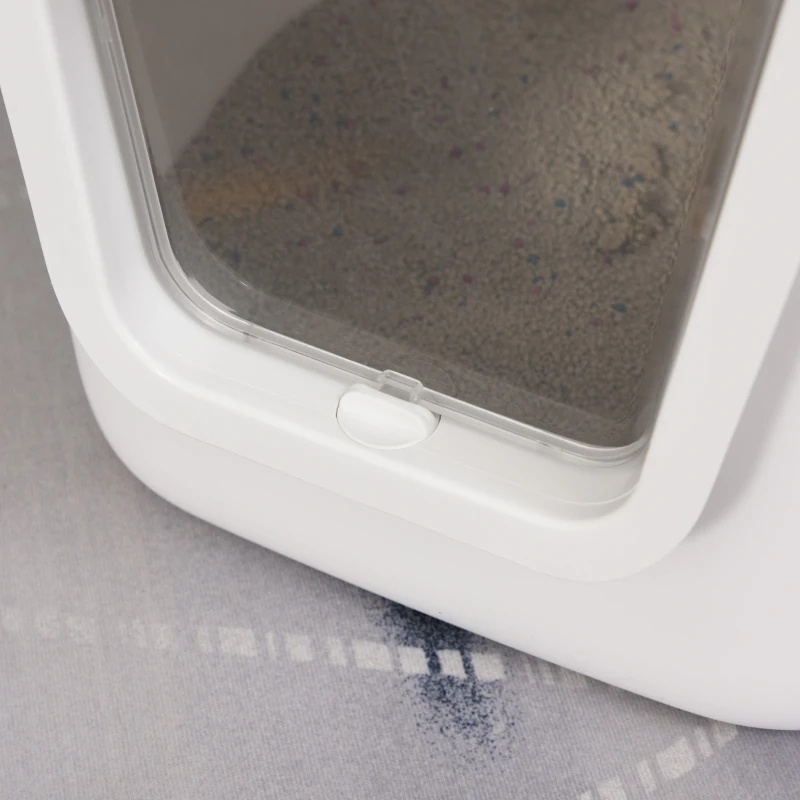 PawHut Caixa de areia para gatos com porta dupla Caixa desodorizante de carvão ativado Pá Equipada Amplo espaço 55,5x44,5x38,3 cm cinza branco
