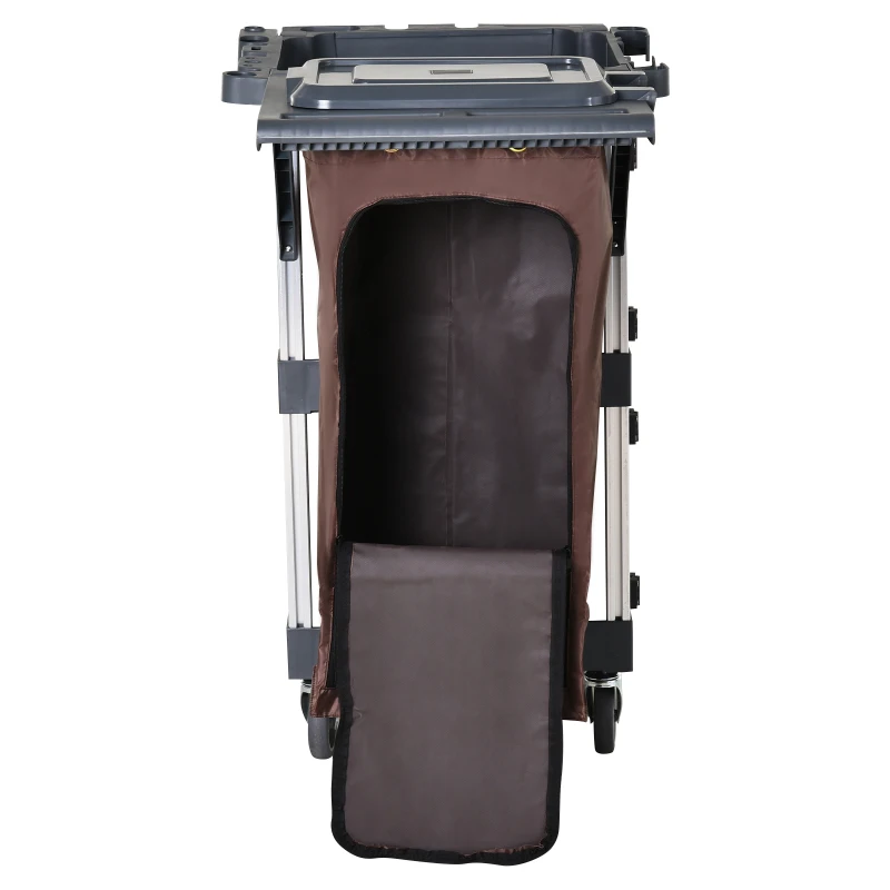 HOMCOM Carrinho de limpeza profissional com saco de lixo com rodas com tampa 131x56x93 cm