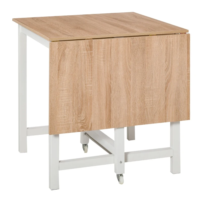 HOMCOM Mesa de jantar dobrável com 2 rodas Mesa lateral multifuncional para cozinha estudo 118x70x76,5 cm Carvalho