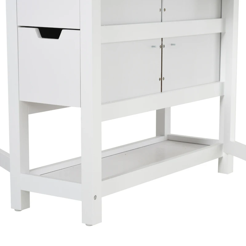 HOMCOM Mesa de jantar extensível com 2 gavetas 1 prateleira Carga 50 kg 150x80x74 cm Branco