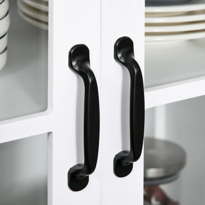 HOMCOM Aparador com 2 portas de vidro temperado Prateleira ajustável Armário multiuso  80x40x85,3 cm Branco