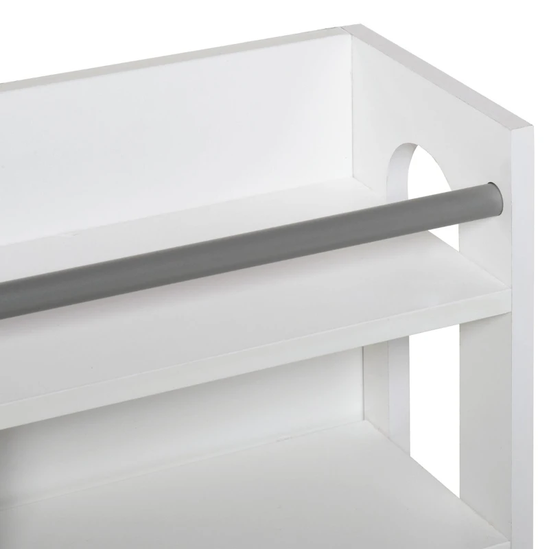 HOMCOM Móvel Cabide de Entrada com 4 Ganchos 3 Compartimentos e 1 Prateleira Cabide de Parede de Entrada 73x20x60cm Branco