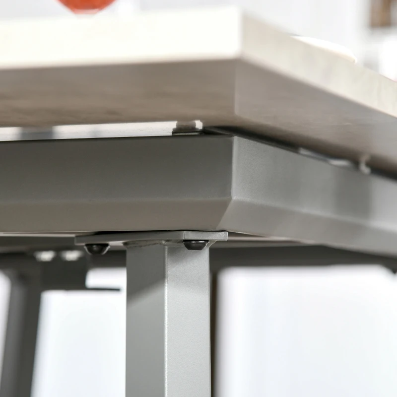 HOMCOM Mesa de Sala de Jantar Retangular Mesa de Cozinha Extensível para 4-6 Pessoas com Pés de Metal e Almofadas Ajustáveis 160x80x76cm Cinza