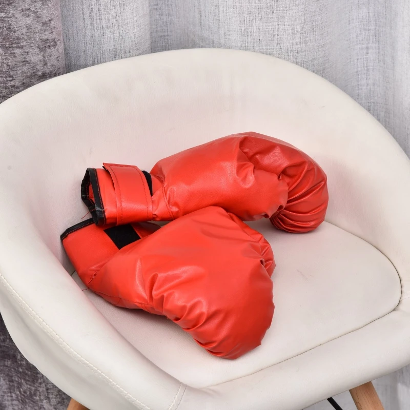 HOMCOM Punching Ball Ajustável em Altura com Base Recarregável Punching Ball de Boxe com Suporte e Luvas Ø48x136-154 cm Vermelho