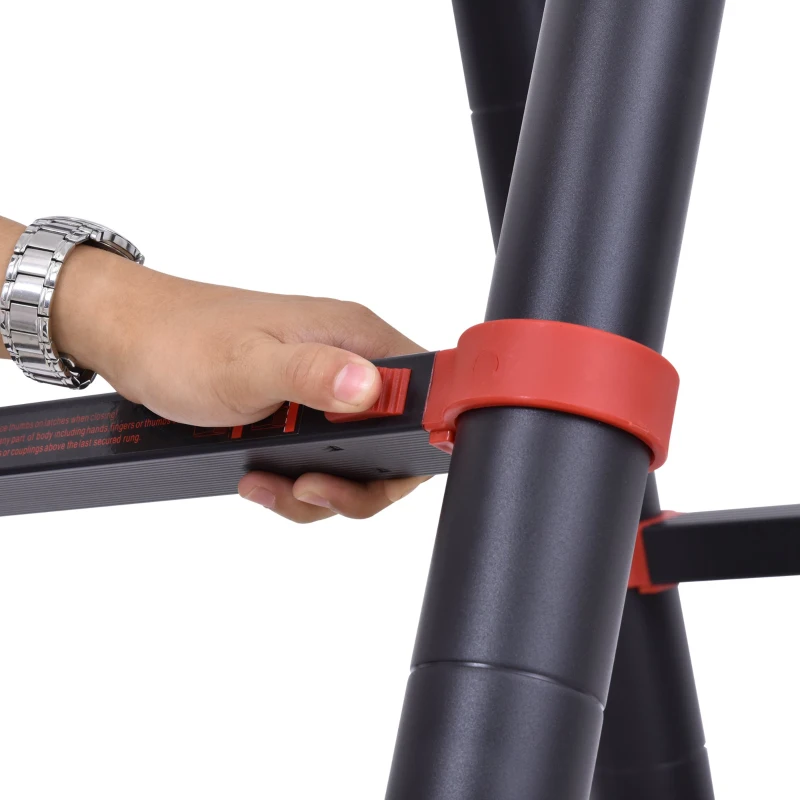 HOMCOM Escada telescópica multifuncional de alumínio de 3,8M 2 formas Estrutura de escalada portátil interna Externa Doméstica Preto