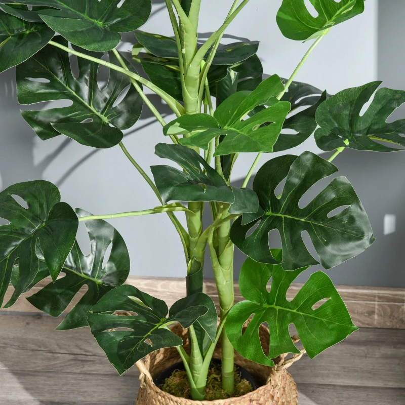 Outsunny Monstera Planta Artificial com Vaso Árvore Tropical Sintética com 21 Folhas Ø16x100 cm Verde