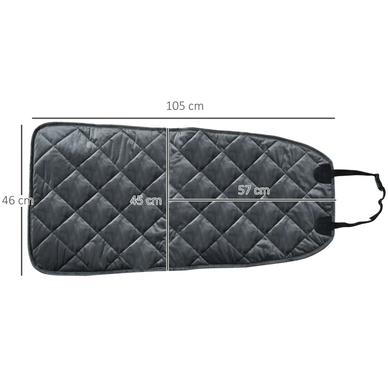 PawHut Capa de Assento Dianteiro de Carro para Cães Protetor Antiderrapante com Fixação e Correia Envolvente para Caminhões Furgões SUV 105x46cm Cinza