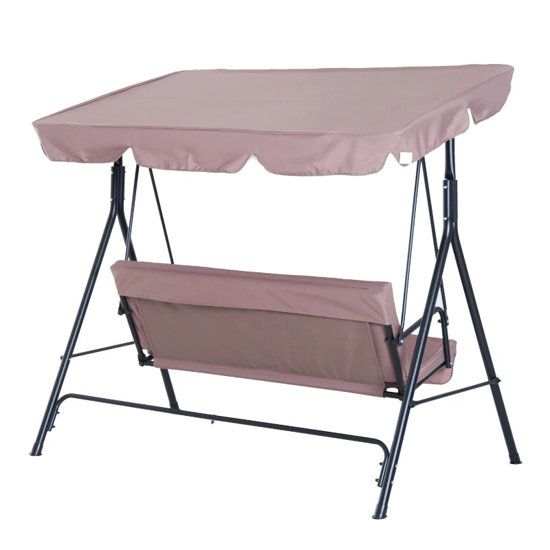 Outsunny Baloiço de Jardim de 3 Lugares Baloiço com Teto Ajustável em Ângulo para Terraço Balcão Carga Máxima 200kg Aço 172x110x153cm Marrom