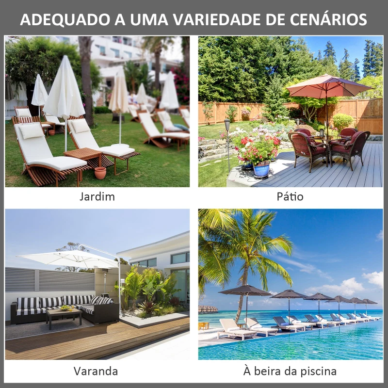 Outsunny Chapéu de Sol de Jardim Ø300x250cm com Sistema de Polia Teto Ventilado e Mastro Desmontável de Madeira para Terraço Pátio Exterior Preto
