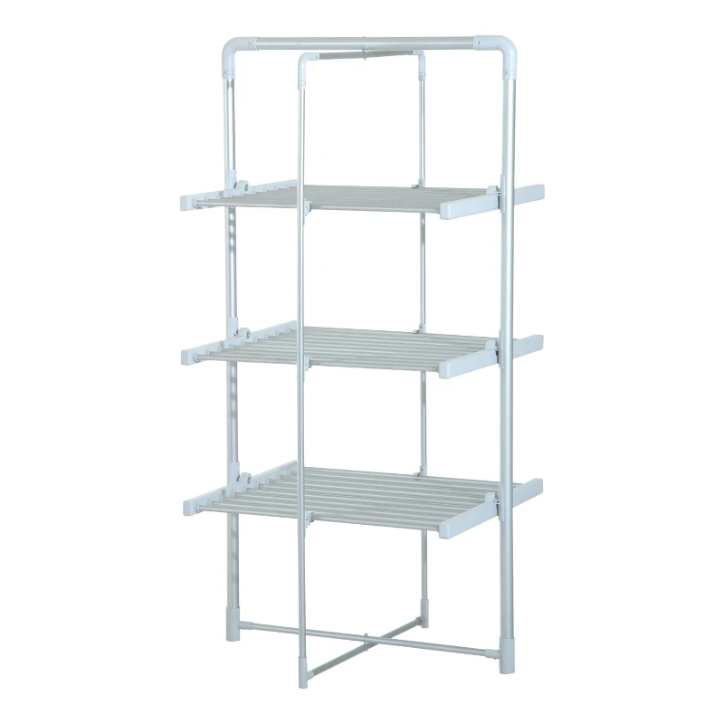 HOMCOM Varal Elétrico Dobrável   3 níveis Secador de roupa com 30 barras de alumínio quente 73x67x144cm