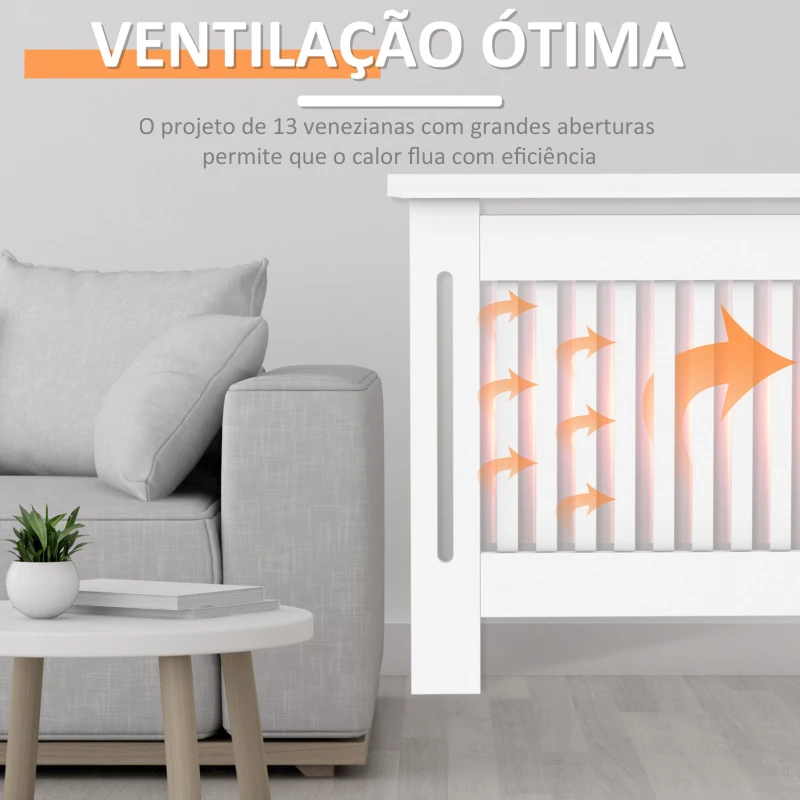 HOMCOM Cobertura Radiador Moderna de MDF com Prateleira Superior para Sala de Estar Dormitório Escritório 112x19x81cm Branco