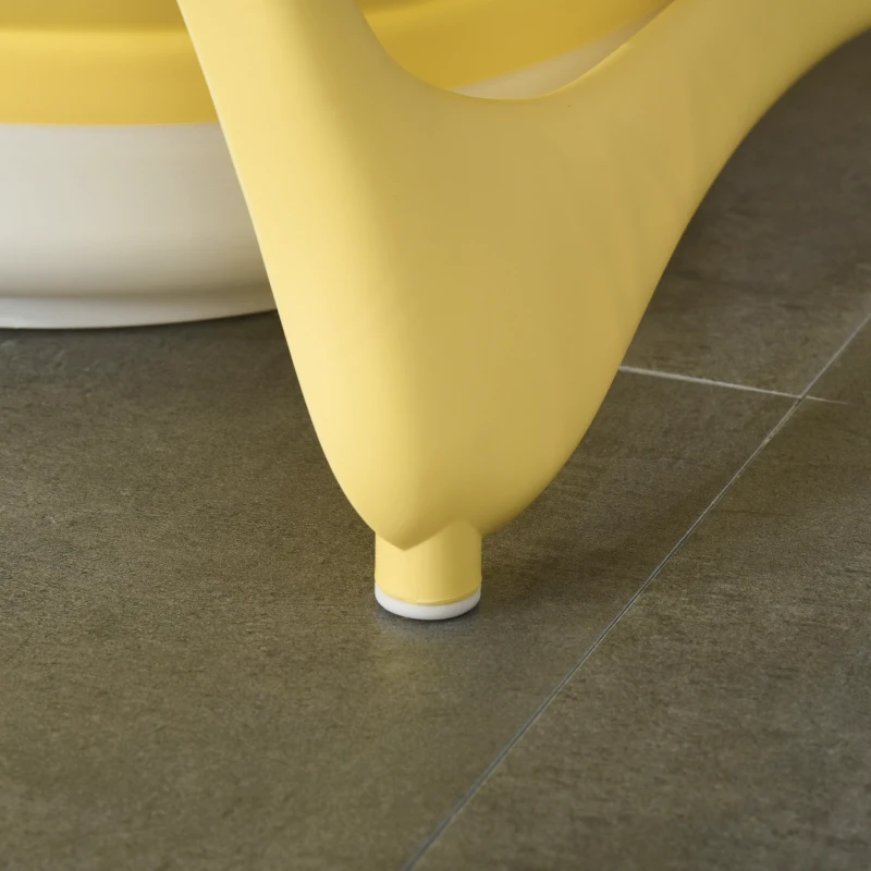 HOMCOM Banheira para Bebé Recém Nascido até 3 Anos Dobrável 30 Litros com Tampa Termossensível e Almofada Confortável Almofadas Antiderrapantes 81,5x50,5x23,5cm Amarelo e Branco