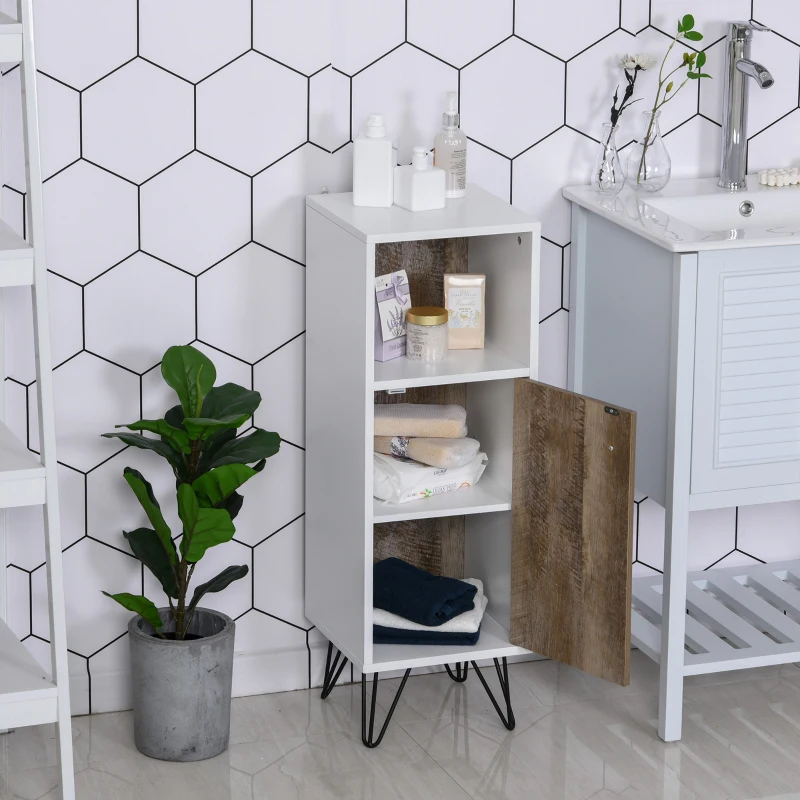 HOMCOM Gabinete de banheiro compacto com prateleira ajustável 31,5 x 30 x 91,5cm branco