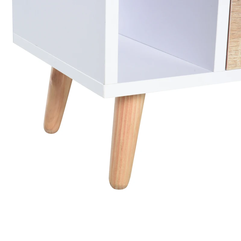 HOMCOM Mesa de Cabeceira com 2 Gavetas Grandes 1 Prateleira Aberta e Pés Elevados Estilo Nórdico 43x30x49 cm Branco e Madeira