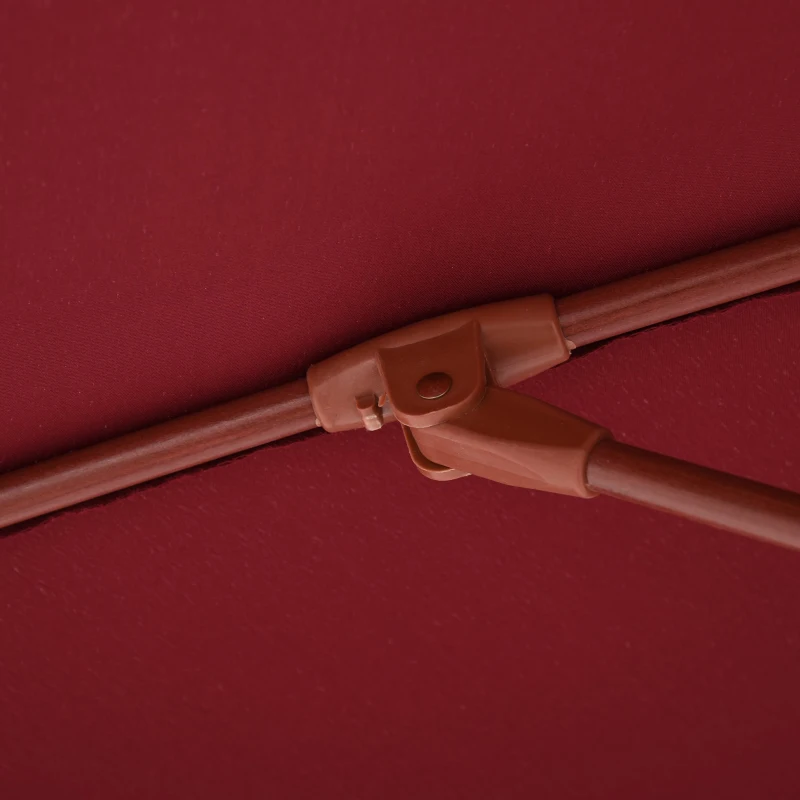 Outsunny Chapéu de Sol com Mastro Desmontável Ângulo Ajustável Sistema de Polia para Exterior Jardim Pátio Piscina Terraço Ø257x253 cm Vinho