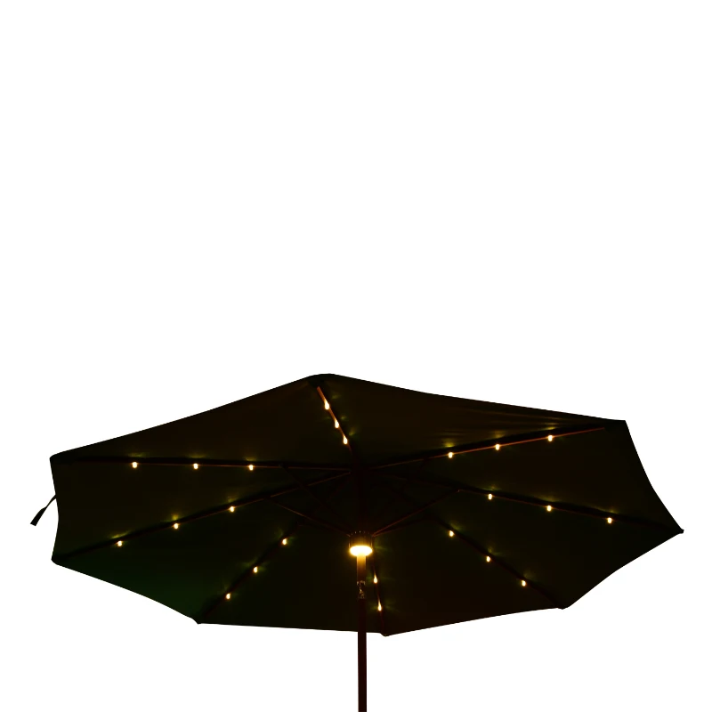 Guarda-sol reclinável com luz LED e orador - cor verde escuro - alumínio - 752.75x2.33m