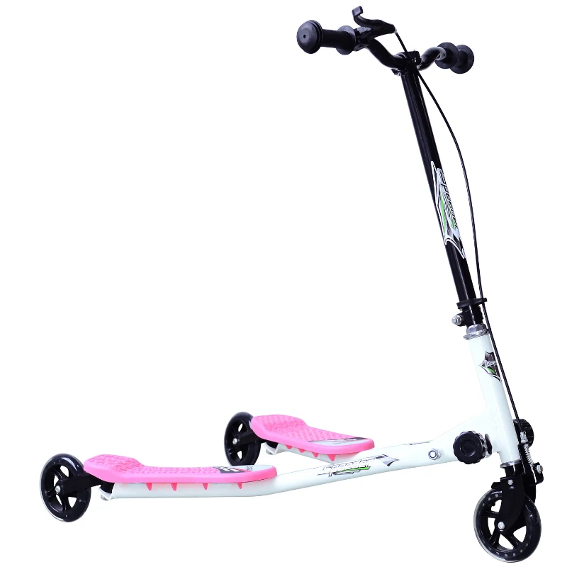 HOMCOM Trotinete de 3 Rodas Dobrável Trotinete para Crianças acima de 4 Anos com Freio Guiador Ajustável Carga Máxima 50kg 91x60x80cm Rosa