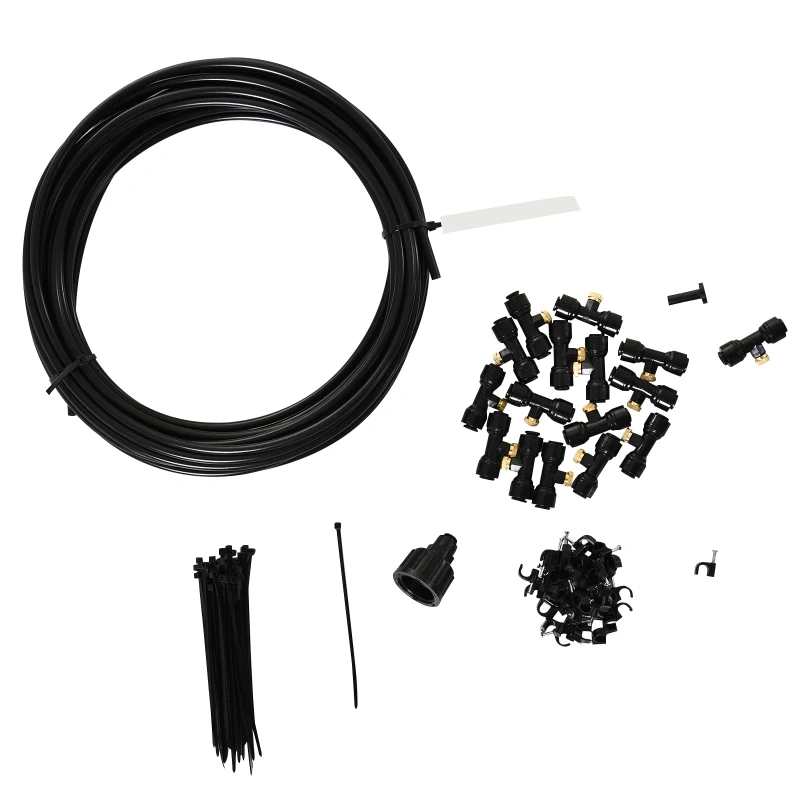 Outsunny Nebulizador de Água para Jardins Sistema de Resfriamento por Nebulização para Pátio Jardim Ar Livre 9m Preto