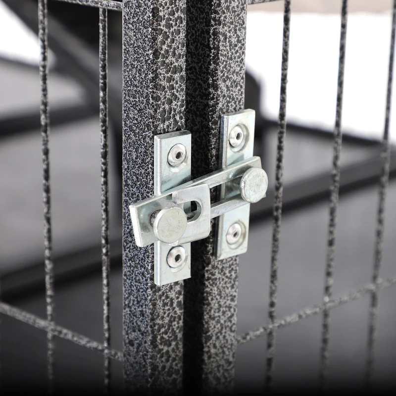 PawHut Gaiola grande para Roedores 80x52x128 cm Casa de 4 Alturas com Rampas Suspensa Rede Bandeja Removível Rodas Portas Cinza Prateado