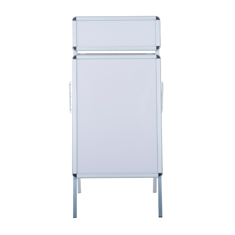 HOMCOM Painel Publicitário  com Cavalete e 2 Cestos- Branco-  PVC- 64 x 8 x 144 cm