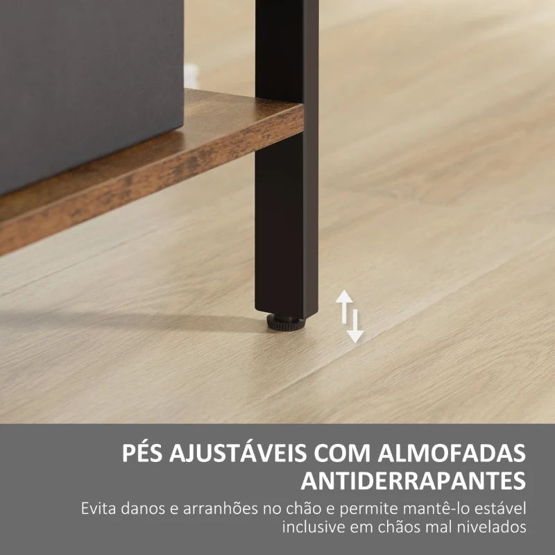 HOMCOM Estante para Livros de 4 Níveis com 8 Compartimentos de Armazenamento Estilo Industrial para Sala de Estar Escritório Dormitório 74x30x157,5cm Marrom Rústico