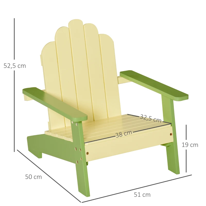 Outsunny Cadeira de jardim para crianças acima de 1 ano de madeira maciça para Varanda Carga máx. 40 kg 51x50x52,5 cm Amarelo