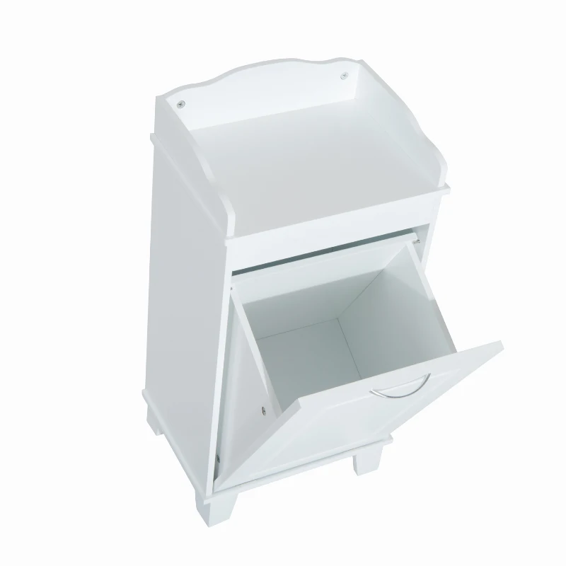 HomCom Armário para Casa de Banho, com Prateleira, Cesto para Roupa Suja - Cor: Branco - 40x30x79 cm