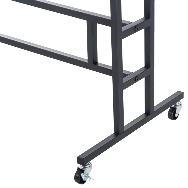 HomCom® Cabide Burro Ajustável com Rodas Barra para Pendurar Roupa com Estante Superior Cabide de Pé