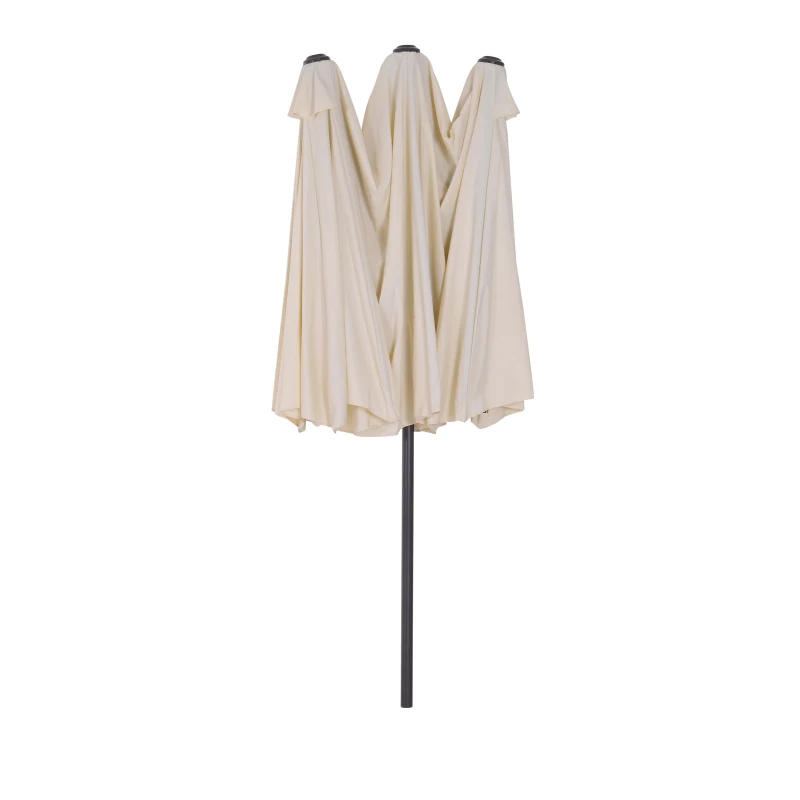 Outsunny Chapéu de Sol Duplo para Jardim 4,6x2,7x2,4m Chapéu de Sol Anti UV com Manivela para Exterior Bege