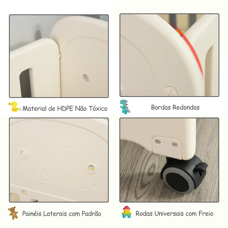 HOMCOM Berço para bebê 0-3 anos ajustável em 2 alturas conversível em balanço carga 25kg 107x70x100 cm bege