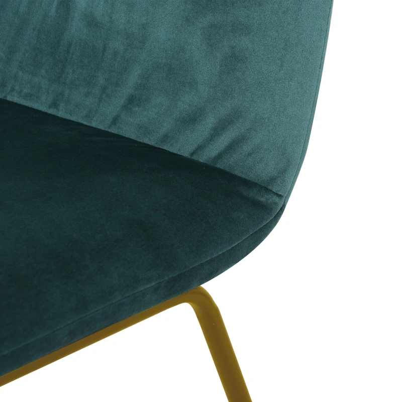 HOMCOM Conjunto de 2 Cadeiras de sala de jantar com pernas de metal em estilo art deco 44,5x59,5x91cm Verde