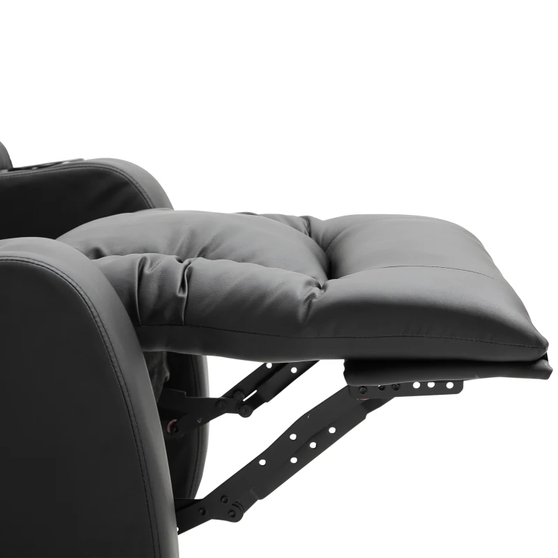 HOMCOM Cadeira de massagem Reclinável até 150° Cadeira de relaxamento com 8 pontos de massagem vibratória Função de aquecimento lombar Controle remoto 90x93x103 cm Preto