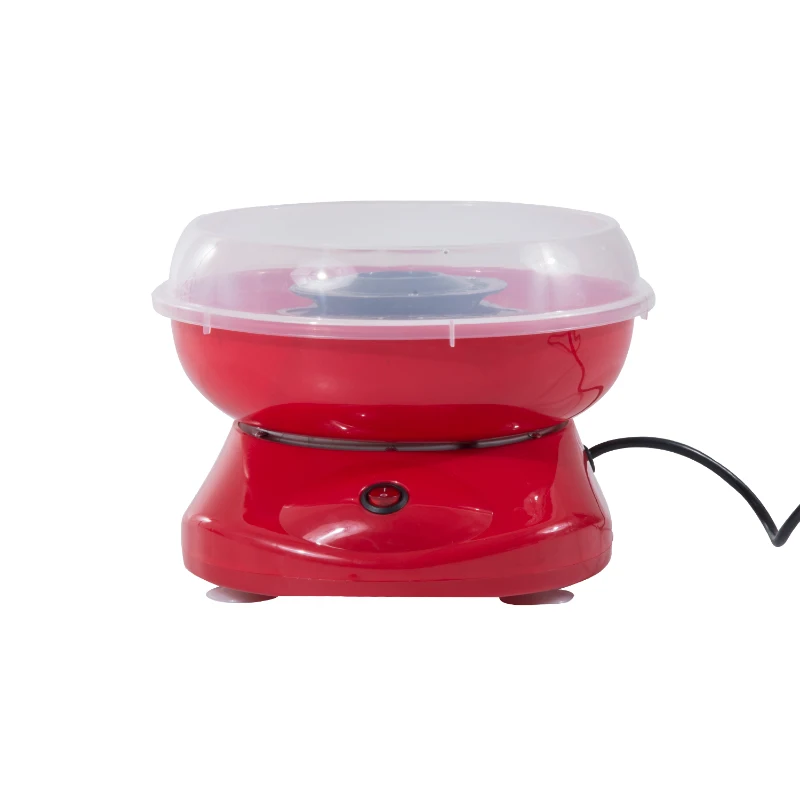 HOMCOM Máquina de Algodão Doce Potência 450W-550W Doce com Colher Medidora e 10 Palitos de Bambu 27x26x18cm Vermelha