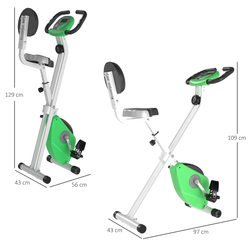 HOMCOM Bicicleta estática  para exercícios profissionais  Altura ajustável 43x97x109 cm Verde