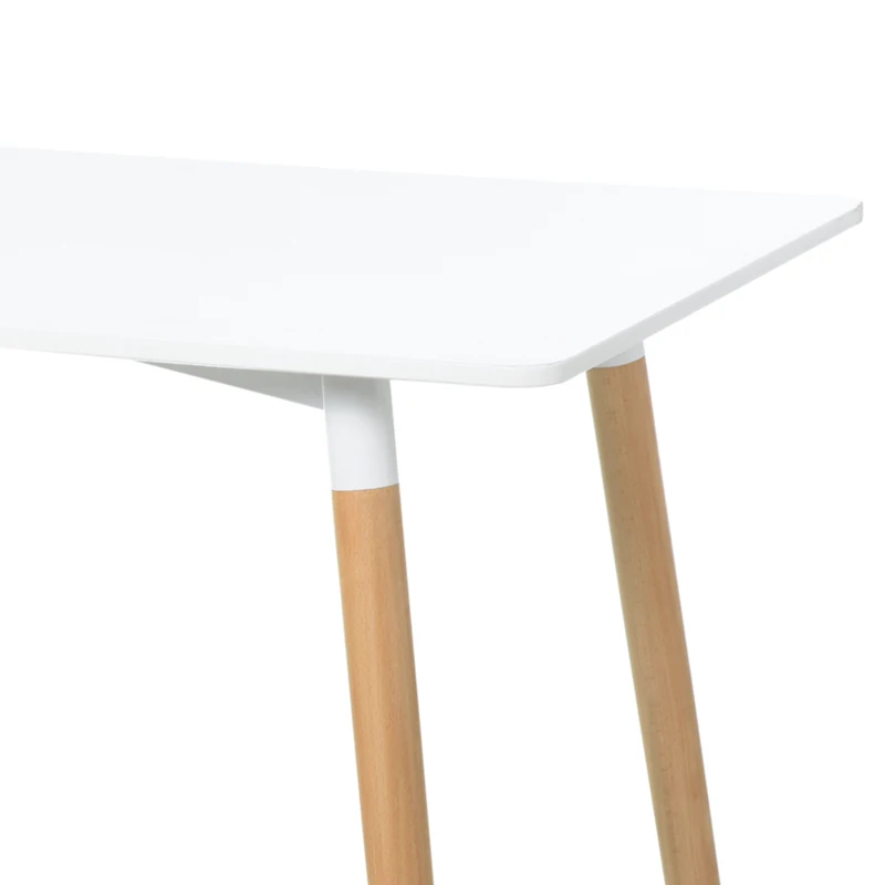 HOMCOM Mesa de Sala de Jantar Estilo Nórdico Mesa de Cozinha com Pés de Madeira de Faia Estrutura de Metal 120x60x75 cm Branco