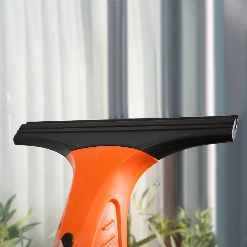 HOMCOM Limpa Vidros Elétrico 2 em 1 Aspirador Limpador de Vidros com Depósito de Água 300ml e Ponta de Borracha Inclui Pulverizador 19,5x12,5x33cm Laranja