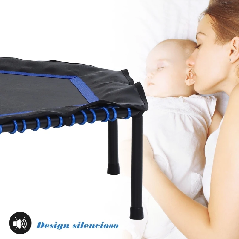 HOMCOM Trampolim Profissional Hexagonal Fitness para Power Jump 122-130-138 cm Guiador Ajustável 3 níveis Azul