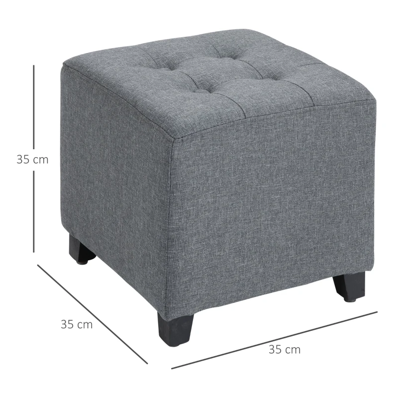 HOMCOM Banco Otomano Baixo Acolchoado Apoio para os pés com Pernas de Madeira Maciça  35x35x35 cm Cinza