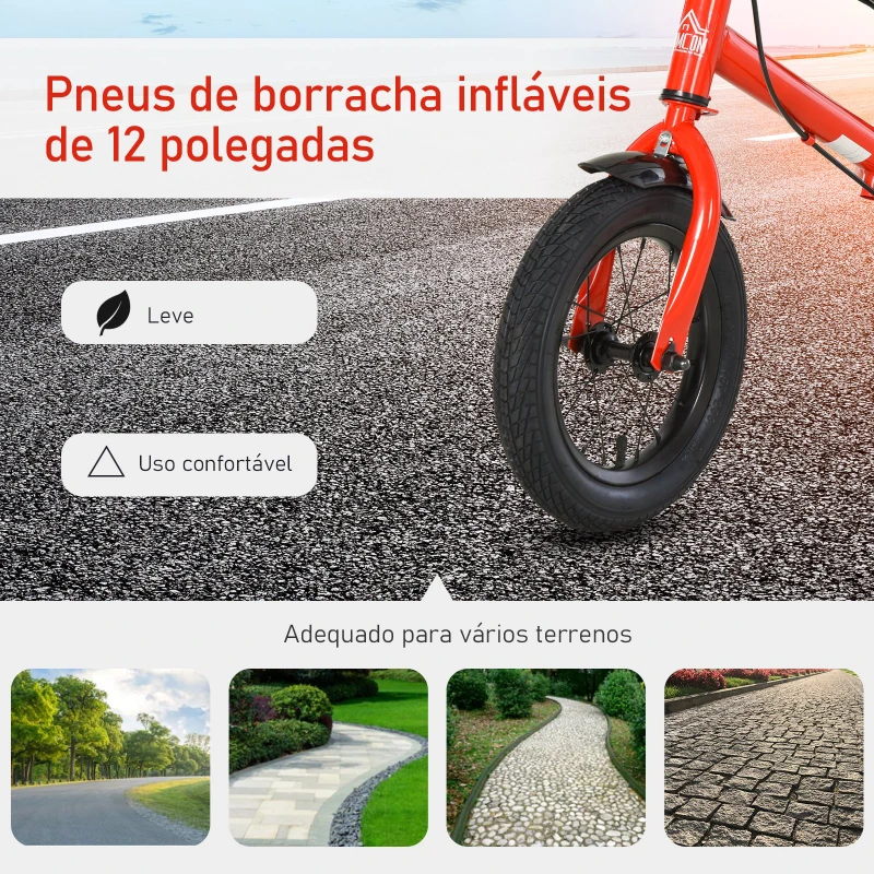 HOMCOM Bicicleta sem Pedais com Altura Ajustável Pneus de Borracha Insufláveis Assento Acolchoado 86x43x60 cm Vermelho