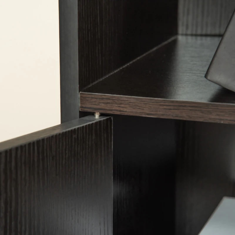 HOMCOM Estante com 3 Prateleiras Abertas e 1 Fechada com Porta Estante de Estilo Moderno para Armazenamento de Livros Brinquedos Plantas 40x30x129,5cm Preto